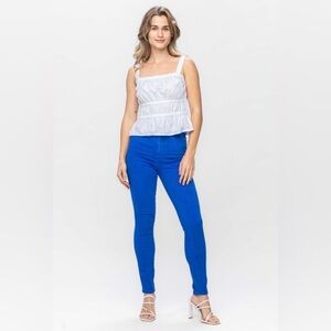 Judy Blue Tummy Control Stained Blue Glass Jeans